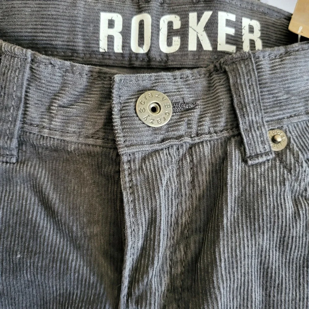 Crazy 8 Boys Dark Grey Corduroy Rocker Straight Leg Adjustable Waist Pants 7 NEW
